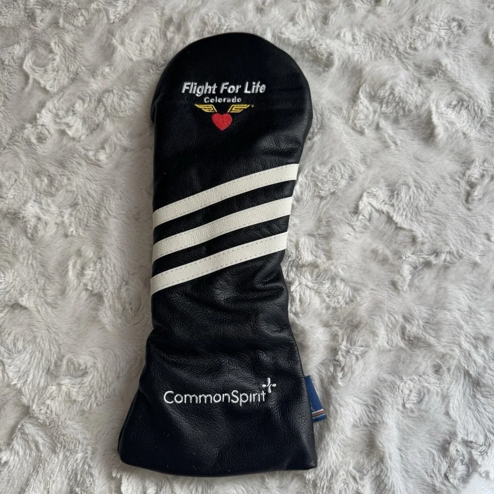 CommonSpirit Flight For Life Black Leather Golf Driver Headcover Colorado